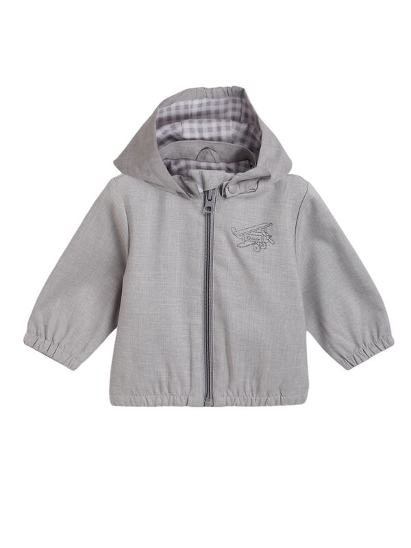 Boys Medium Grey Solid Jacket image number 0